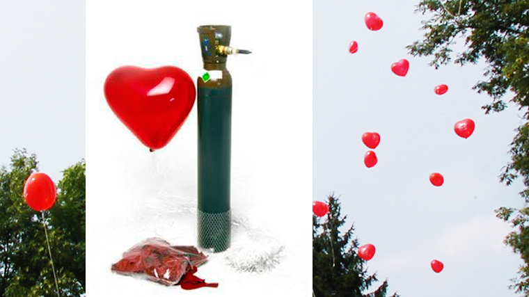 Sondernagebot Helliumgas plus Herzluftballons
